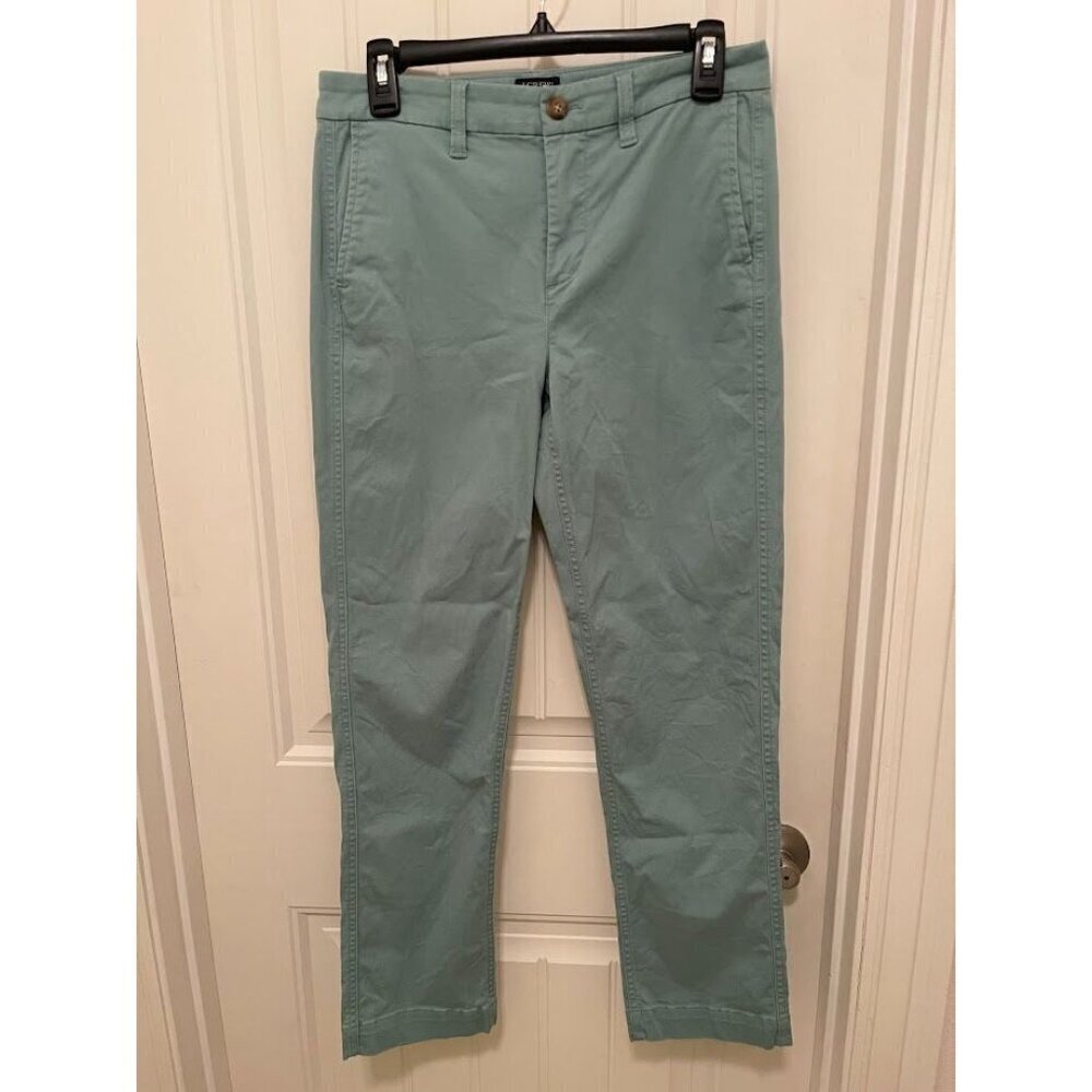 J.Crew‎ High-Rise Girlfriend Chino Pants Size 2 Mint Green Cotton Blend Womens